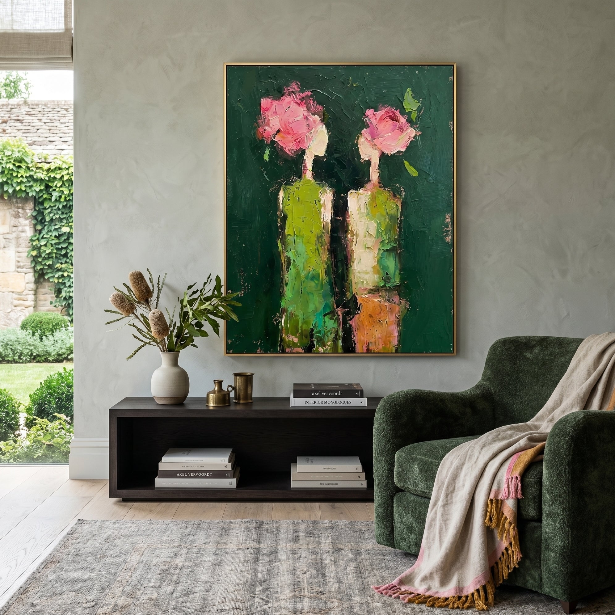 3D Heavy Texture Floral Portrait Painting SR0167 - Viral Wall Art